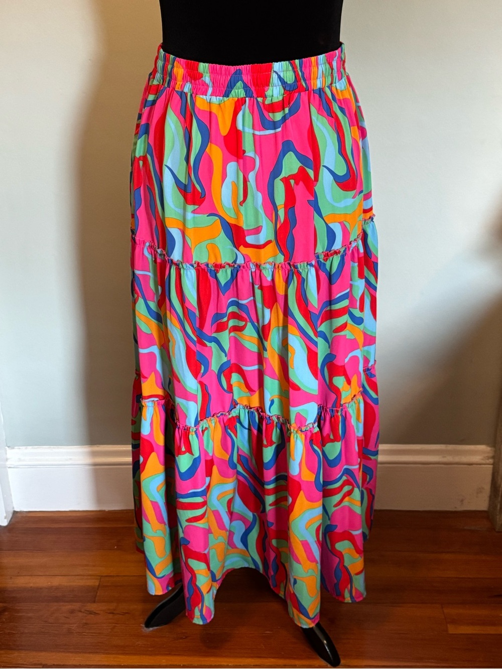 Amazon Earkoha Boho Tiered Maxi Skirt - Multicolor Swirl - Size XL - Picture 5 of 10